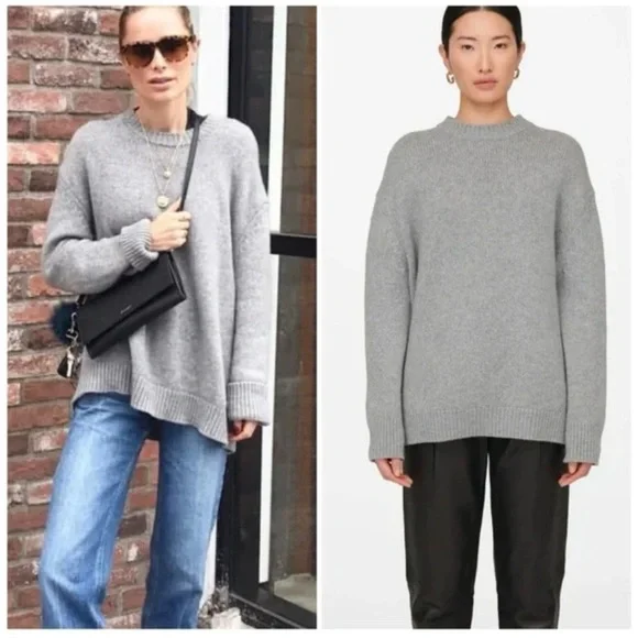 ANINE BING Rosie Gray Pullover Knit Cashmere Sweater SZ S - Picture 9 of 9